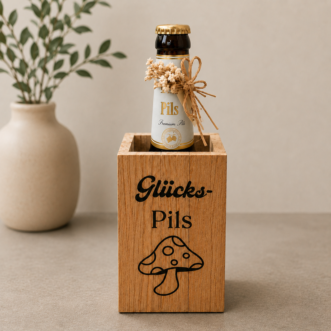 Glücks-Pils aus Holz