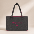 Filztasche „Herzensmensch“ – Grau und Pink