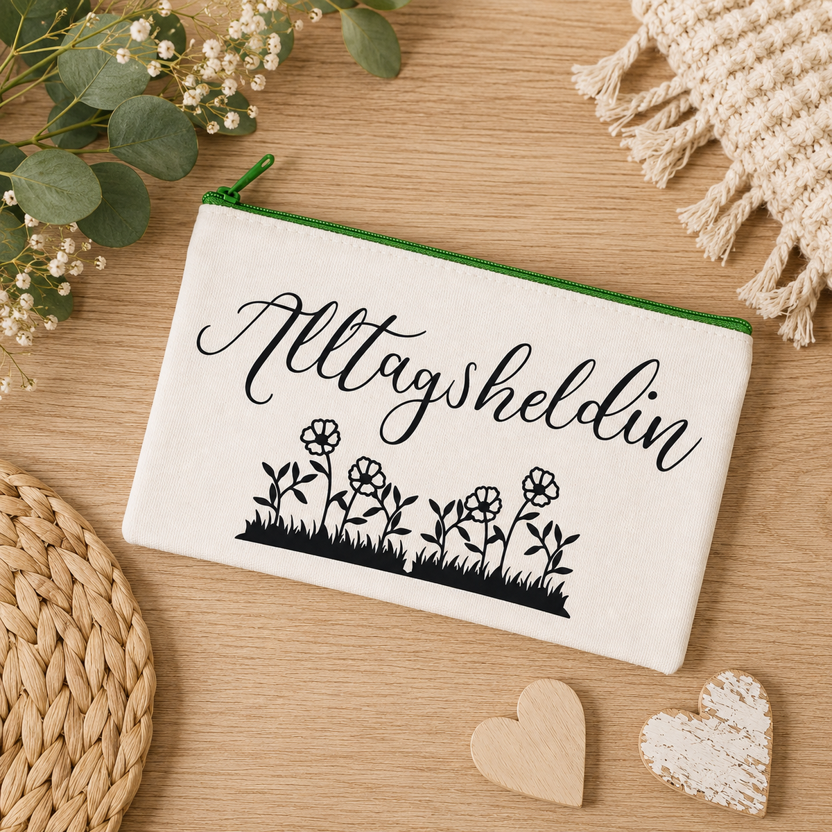 Kosmetiktasche „Alltagsheldin“ – Naturton