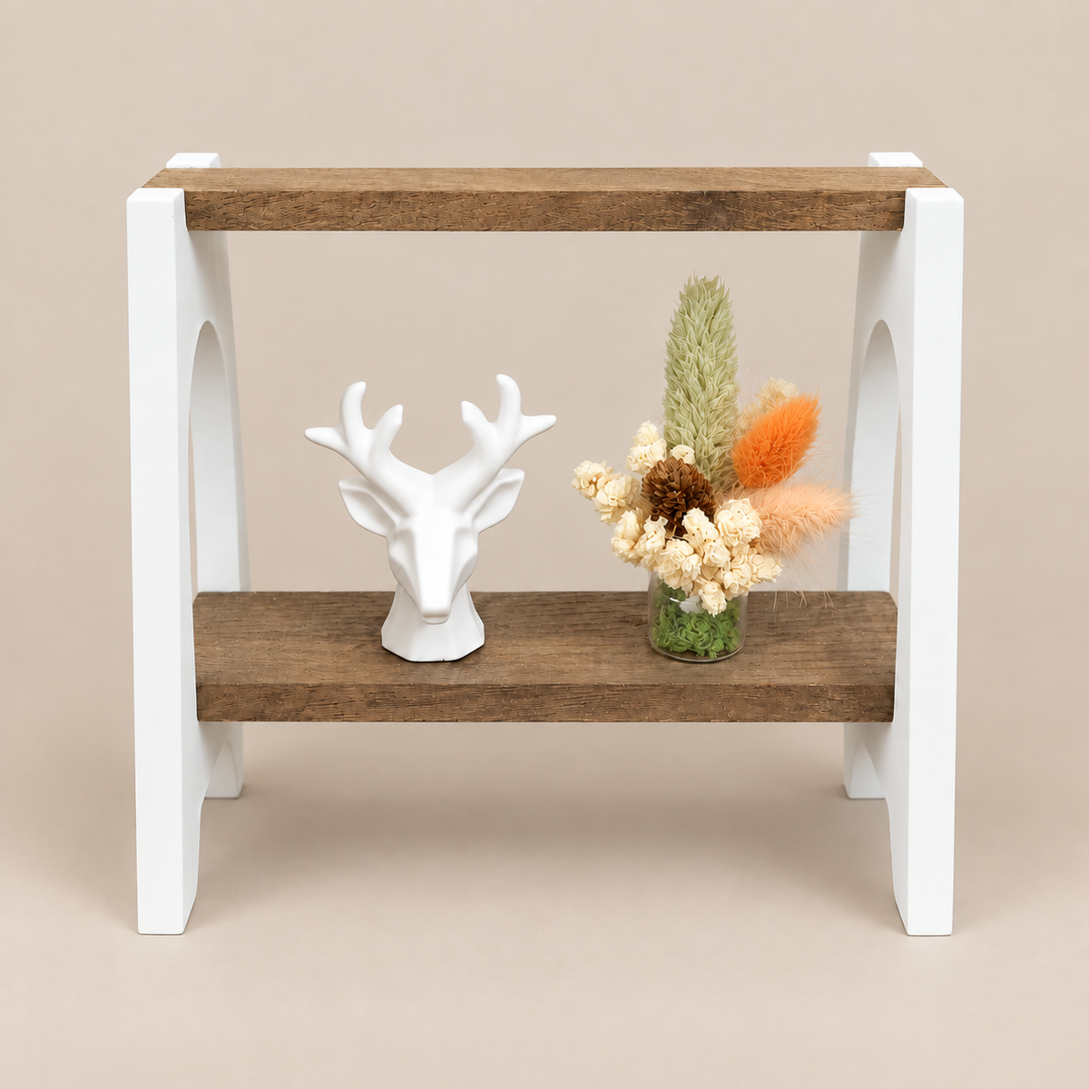 Dekoständer mit Hirsch und Trockenblumen