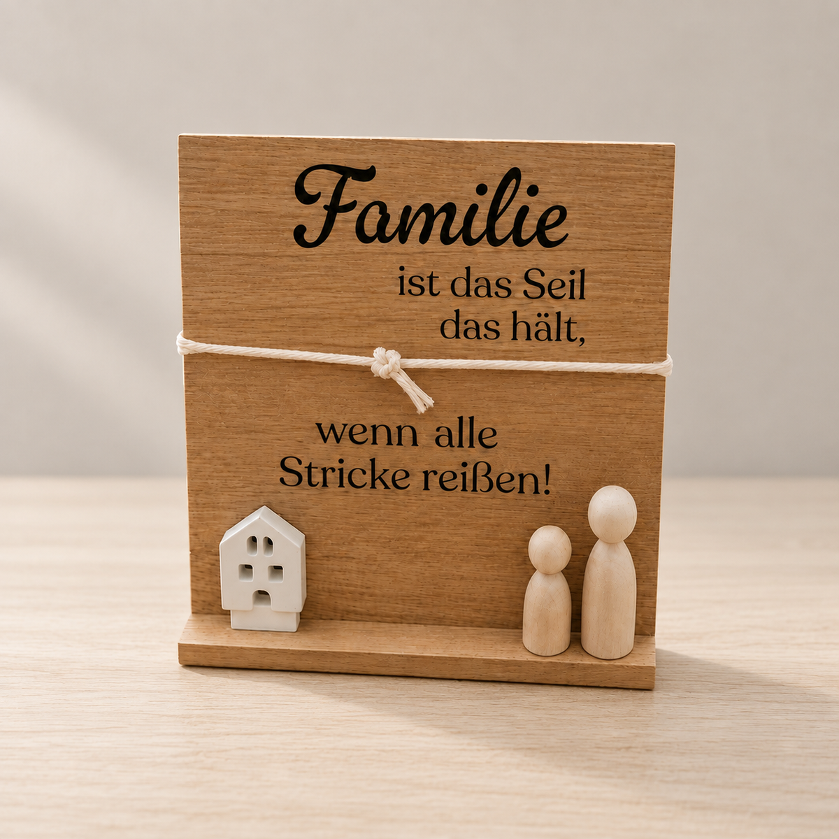 Holzschild „Familie ist das Seil, das hält“