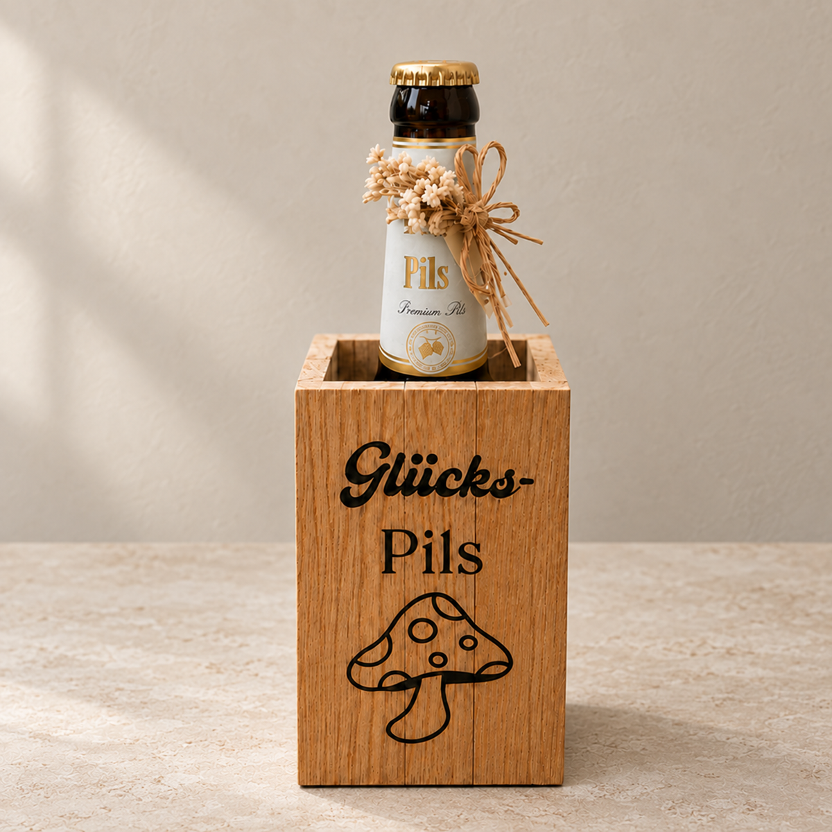 Glücks-Pils aus Holz
