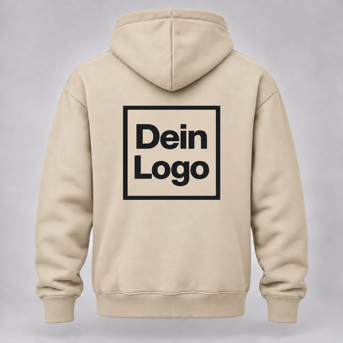 Personalisierter Hoodie – Beige – Rückseite