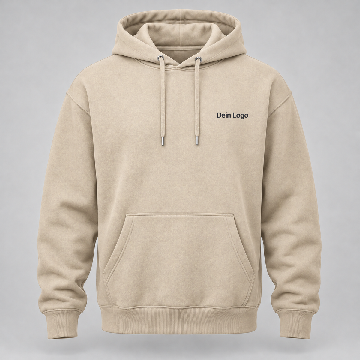 Personalisierter Hoodie – Beige – Vorderseite