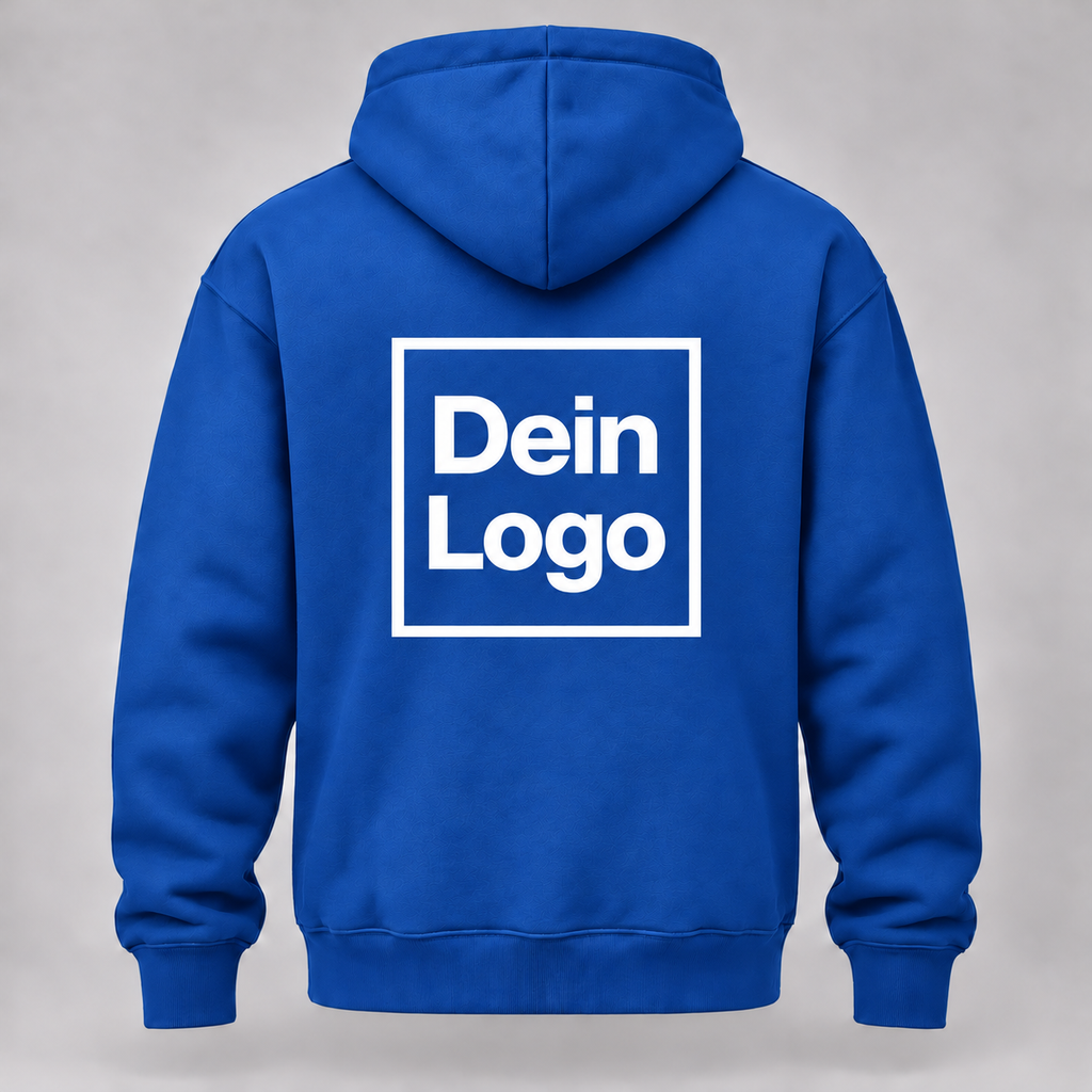 Personalisierter Hoodie – Blau – Rückseite