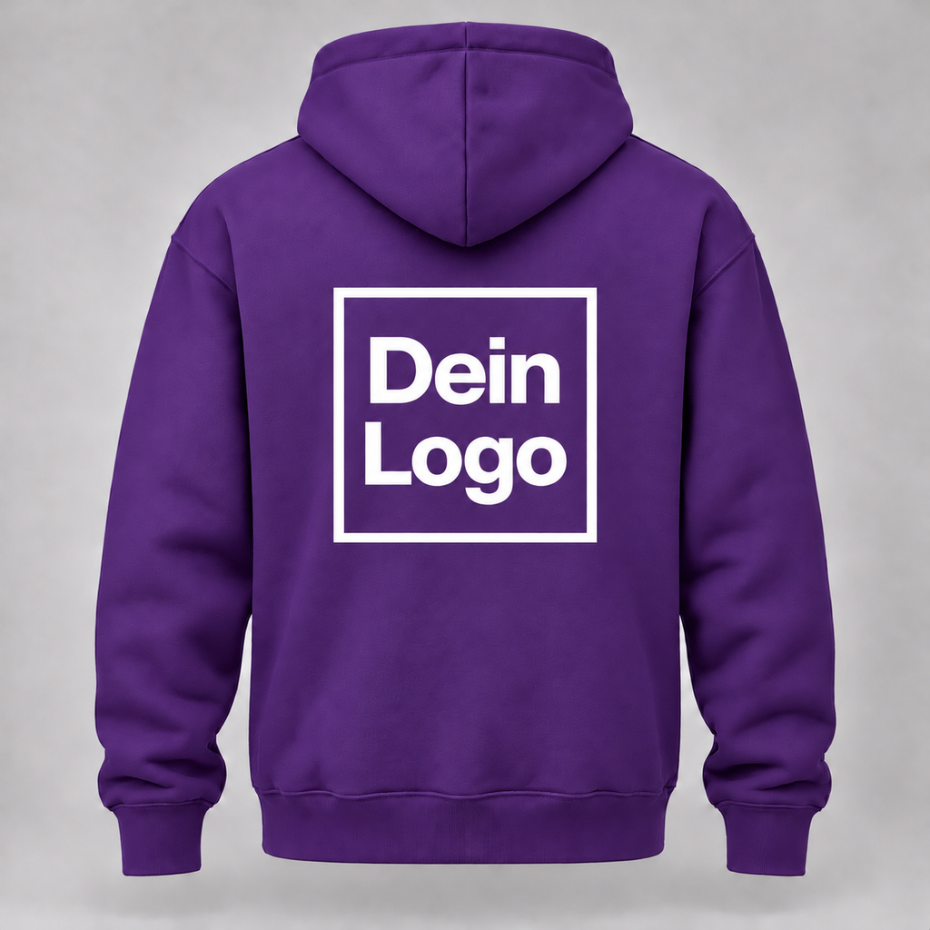 Personalisierter Hoodie – Lila – Rückseite