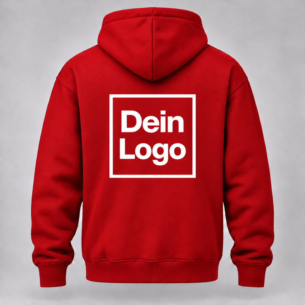 Personalisierter Hoodie – Rot – Rückseite