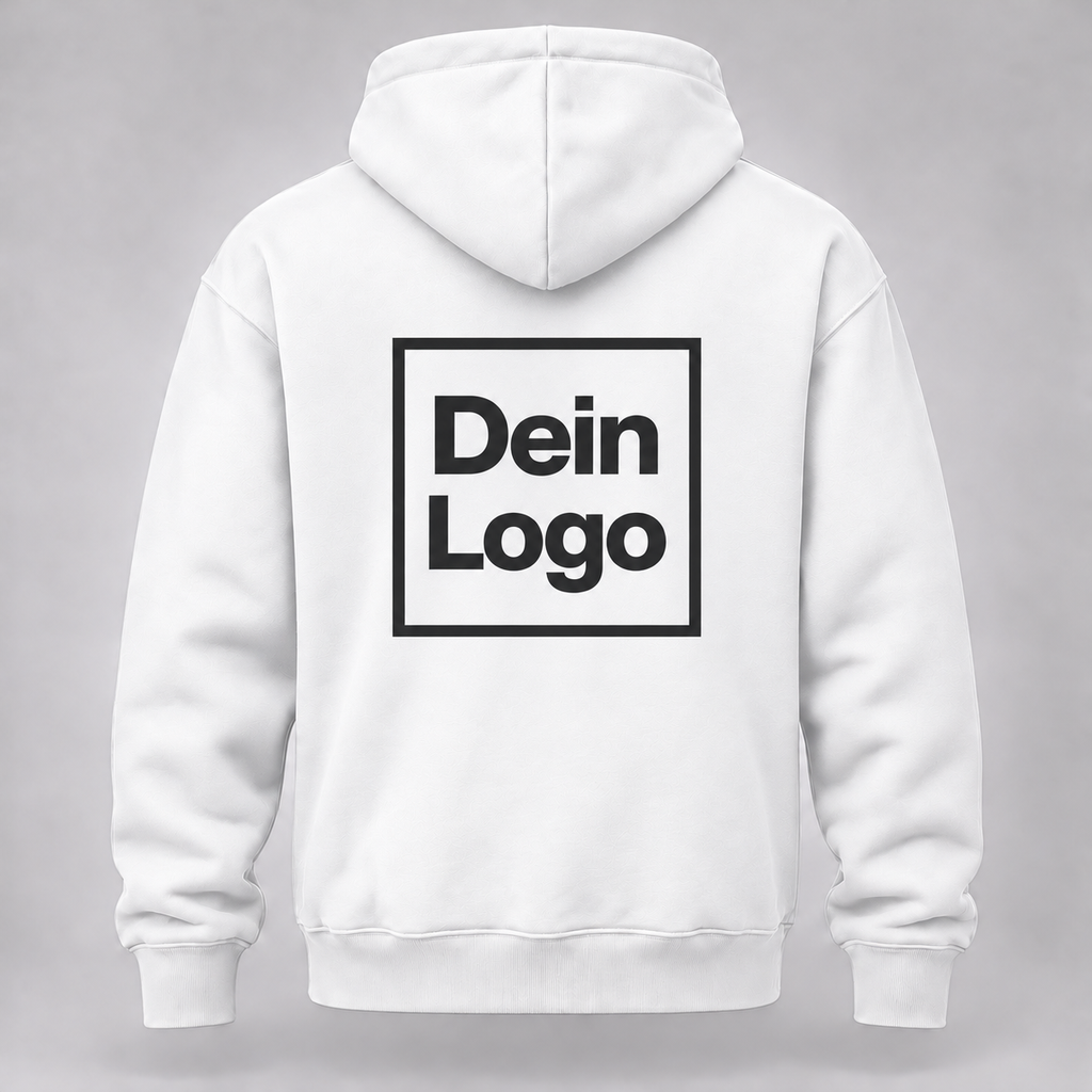 Personalisierter Hoodie – Weiß – Rückseite